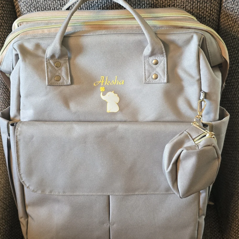 Grey Multifunctional Baby Diaper Backpack Bag